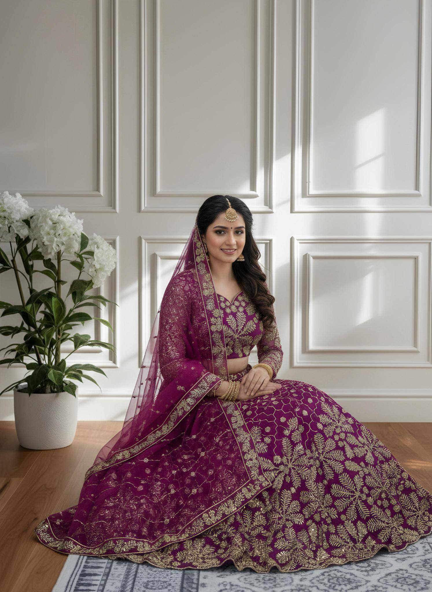 Shine in style with this beautifully Butterfly Net Purple Lehengha choli with price in Mumbai